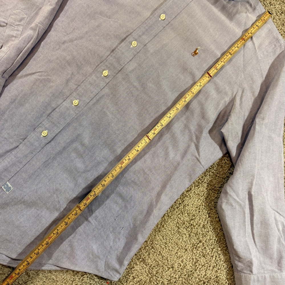 Ralph Lauren Button Down Shirt Mens 16.5-33 Lavender Fair Oxford Cotton Logo - Picture 7 of 8